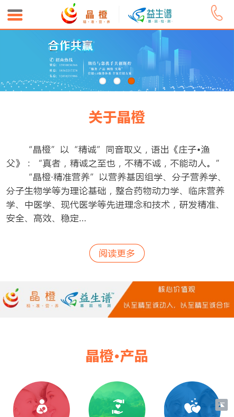 晶橙中国·精准营养手机站设计